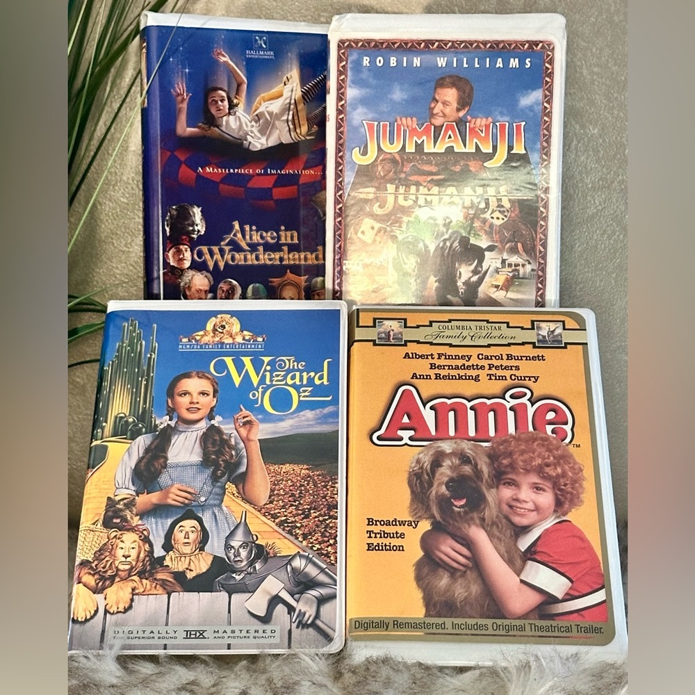 Classic VHS Movie Bundle 4:Annie, Jumanji, The Wizard of Oz, Alice in Wonderland